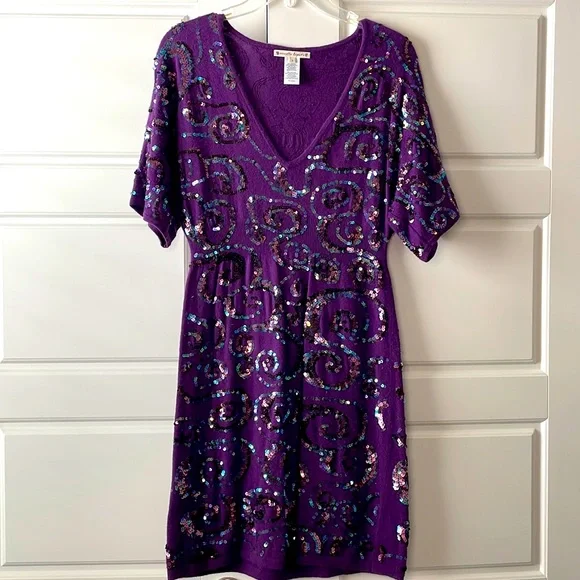 nanette lepore purple dress Vintage Nanette Lepore Purple Print Dress  For the Globe
